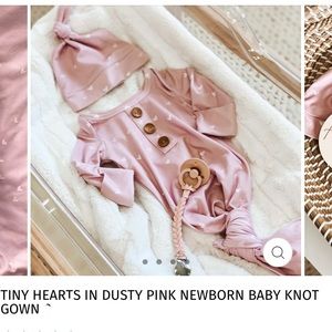 Caden Lane Tiny Hearts Newborn Baby Knot Gown